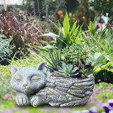 Maxbell Balcony Flower Pot Sleeping Cat Planter for Home Office Desk Decor Versatile Right