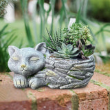 Maxbell Balcony Flower Pot Sleeping Cat Planter for Home Office Desk Decor Versatile Right