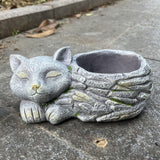 Maxbell Balcony Flower Pot Sleeping Cat Planter for Home Office Desk Decor Versatile Right
