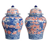Maxbell Ginger Jar Chinese 1300ml Ceramic Porcelain Storage Jar for Office Home Gift dragon