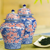 Maxbell Ginger Jar Chinese 1300ml Ceramic Porcelain Storage Jar for Office Home Gift dragon