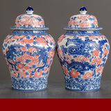 Maxbell Ginger Jar Chinese 1300ml Ceramic Porcelain Storage Jar for Office Home Gift dragon