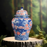 Maxbell Ginger Jar Chinese 1300ml Ceramic Porcelain Storage Jar for Office Home Gift dragon