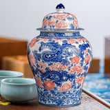 Maxbell Ginger Jar Chinese 1300ml Ceramic Porcelain Storage Jar for Office Home Gift dragon