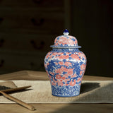 Maxbell Ginger Jar Chinese 1300ml Ceramic Porcelain Storage Jar for Office Home Gift phoenix