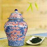 Maxbell Ginger Jar Chinese 1300ml Ceramic Porcelain Storage Jar for Office Home Gift phoenix