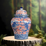 Maxbell Ginger Jar Chinese 1300ml Ceramic Porcelain Storage Jar for Office Home Gift phoenix