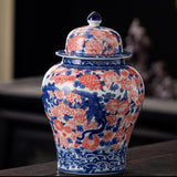 Maxbell Ginger Jar Chinese 1300ml Ceramic Porcelain Storage Jar for Office Home Gift phoenix