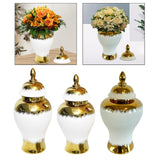 Maxbell Ceramic Flower Vase Storage Jar with Lid Handicraft for Party Desktop Modern 15x35cm