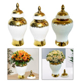 Maxbell Ceramic Flower Vase Storage Jar with Lid Handicraft for Party Desktop Modern 15x35cm