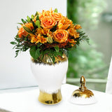 Maxbell Ceramic Flower Vase Storage Jar with Lid Handicraft for Party Desktop Modern 15x35cm