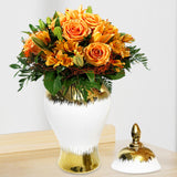 Maxbell Ceramic Flower Vase Storage Jar with Lid Handicraft for Party Desktop Modern 15x35cm