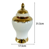 Maxbell Ceramic Flower Vase Storage Jar with Lid Handicraft for Party Desktop Modern 17.5x31.5cm