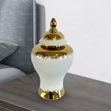 Maxbell Ceramic Flower Vase Storage Jar with Lid Handicraft for Party Desktop Modern 17.5x31.5cm