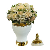 Maxbell Ceramic Flower Vase Storage Jar with Lid Handicraft for Party Desktop Modern 17.5x31.5cm