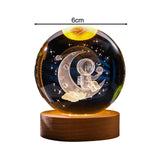 Maxbell 6cm Clear Ball Night Light Projection Lamp with USB Cable for Study, Hallway Astronaut