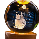 Maxbell 6cm Clear Ball Night Light Projection Lamp with USB Cable for Study, Hallway Obese Cat