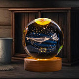 Maxbell 6cm Clear Ball Night Light Projection Lamp with USB Cable for Study, Hallway Whale