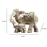 Maxbell Elephant Family Statues Standing Figurines for Household Kitchen Dining Cute White