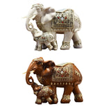 Maxbell Elephant Family Statues Standing Figurines for Household Kitchen Dining Cute White