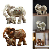 Maxbell Elephant Family Statues Standing Figurines for Household Kitchen Dining Cute White