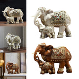 Maxbell Elephant Family Statues Standing Figurines for Household Kitchen Dining Cute White