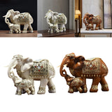 Maxbell Elephant Family Statues Standing Figurines for Household Kitchen Dining Cute White