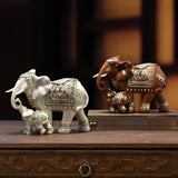 Maxbell Elephant Family Statues Standing Figurines for Household Kitchen Dining Cute White