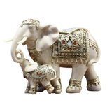 Maxbell Elephant Family Statues Standing Figurines for Household Kitchen Dining Cute White