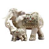 Maxbell Elephant Family Statues Standing Figurines for Household Kitchen Dining Cute White