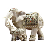 Maxbell Elephant Family Statues Standing Figurines for Household Kitchen Dining Cute White