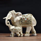 Maxbell Elephant Family Statues Standing Figurines for Household Kitchen Dining Cute White