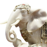 Maxbell Elephant Family Statues Standing Figurines for Household Kitchen Dining Cute White