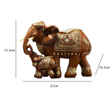Maxbell Elephant Family Statues Standing Figurines for Household Kitchen Dining Cute Brown
