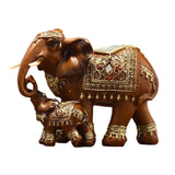 Maxbell Elephant Family Statues Standing Figurines for Household Kitchen Dining Cute Brown