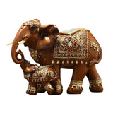 Maxbell Elephant Family Statues Standing Figurines for Household Kitchen Dining Cute Brown