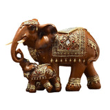 Maxbell Elephant Family Statues Standing Figurines for Household Kitchen Dining Cute Brown