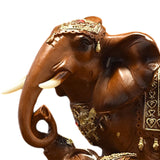 Maxbell Elephant Family Statues Standing Figurines for Household Kitchen Dining Cute Brown