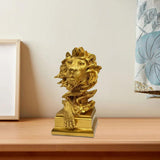 Maxbell Lion Sculpture Desktop Figurine 3D Lion Statue for Office Bedroom Decoration