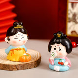 Maxbell Cute Girl Figurine Resin Gift Miniature Small Figure for Office Bedroom Home Style A