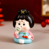 Maxbell Cute Girl Figurine Resin Gift Miniature Small Figure for Office Bedroom Home Style B
