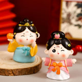 Maxbell Cute Girl Figurine Resin Gift Miniature Small Figure for Office Bedroom Home Style C