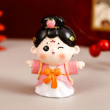 Maxbell Cute Girl Figurine Resin Gift Miniature Small Figure for Office Bedroom Home Style C