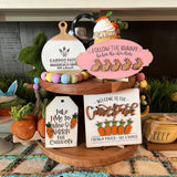 Maxbell Easter Tiered Tray Decor Set Rustic Tiered Tray Signs for Home Kitchen Table 4pcs