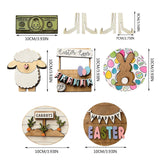 Maxbell Easter Tiered Tray Decor Set Rustic Tiered Tray Signs for Home Kitchen Table 8pcs