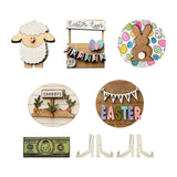 Maxbell Easter Tiered Tray Decor Set Rustic Tiered Tray Signs for Home Kitchen Table 8pcs