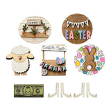 Maxbell Easter Tiered Tray Decor Set Rustic Tiered Tray Signs for Home Kitchen Table 8pcs