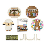 Maxbell Easter Tiered Tray Decor Set Rustic Tiered Tray Signs for Home Kitchen Table 8pcs