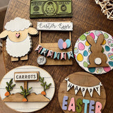 Maxbell Easter Tiered Tray Decor Set Rustic Tiered Tray Signs for Home Kitchen Table 8pcs