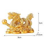 Maxbell Chinese Dragon Year Figurine Fengshui Decoration Resin Home Office Decor Golden